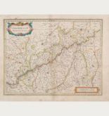 Coloured map of Cologne. Printed in Amsterdam by H. Hondius in 1633.