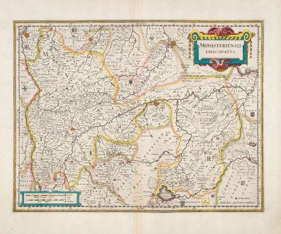 Antique Maps, Janssonius, Germany, North Rhine-Westphalia, 1633: Monasteriensis Episcopatus
