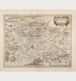 Coloured map of Germany. Printed in Amsterdam by H. Hondius in 1633.