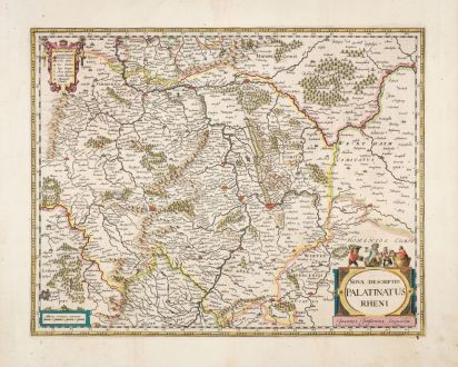 Antique Maps, Janssonius, Rhineland-Palatinate, Rheinpfalz, 1633: Nova Descriptio Palatinatus Rheni