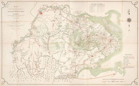 Antique Maps, Mann, China, Shanghai, 1909: Map of the Shooting Districts lying between Hangchow - Nanking - Wuhu and Shanghai compiled from the latest authorities with...