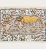 Holzschnitt-Weltkarte des 16. Jahrhundert. Gedruckt bei Heinrich Petri im Jahre 1578 in Basel.