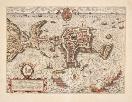 Antike Landkarten, Janssonius, Italien, Gallipoli, 1657: Galli Polis / La fidelissima Citta di Gallipoli...
