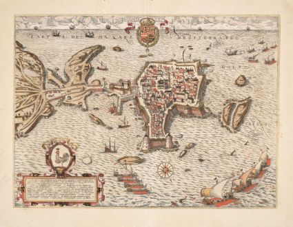 Antike Landkarten, Janssonius, Italien, Gallipoli, 1657: Galli Polis / La fidelissima Citta di Gallipoli...