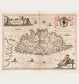 Altkolorierte Landkarte von Korsika. Gedruckt bei J. Janssonius im Jahre 1646 in Amsterdam.