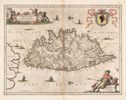Antique Maps, Janssonius, France, Corsica, Corse, 1646-57: Insulae Corsicae Nova & accurata Descriptio