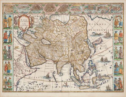 Antike Landkarten, Blaeu, Asien Kontinent, 1641-42: Asia noviter delineata