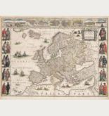 Antike Landkarte von Europa von Willem J. Blaeu. Gedruckt 1641 in Amsterdam.