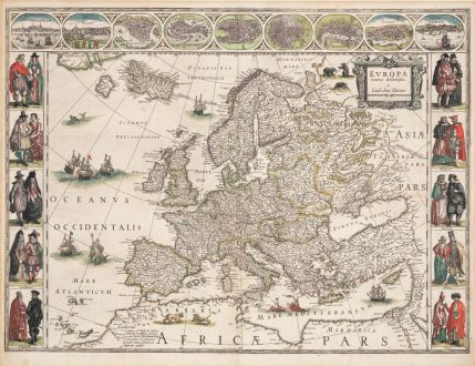 Antique Maps, Blaeu, Europe Continent, 1641-42: Europa Recens Descripta