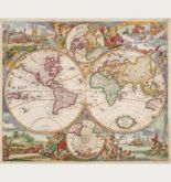 Antique world map by Justus Danckerts. Published around 1685 in Amsterdam.