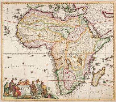 Antique Maps, Danckerts, Africa Continent, 1685: Novissima et Perfectissima Africae Descriptio