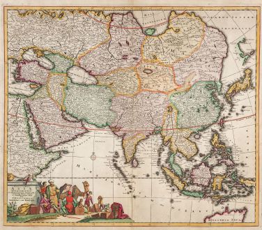 Antike Landkarten, Danckerts, Asien Kontinent, 1685: Exactissima Asiae Delineatio...