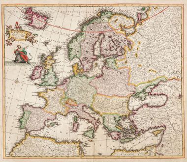 Antique Maps, Danckerts, Europe Continent, 1685: Accuratissima Europae Tabula...