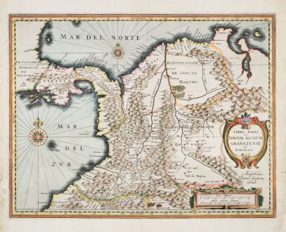 Antique Maps, Janssonius, South America, Colombia, 1633: Terra Firma et Novum Regnum Granatense et Popayan