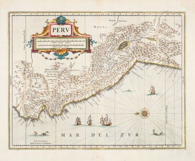 Antique Maps, Janssonius, South America, Peru, 1633: Peru