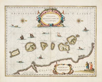 Antique Maps, Janssonius, Southeast Asia, Moluccas, Indonesia, Spice Islands: Insularum Moluccarum Nova Descriptio.