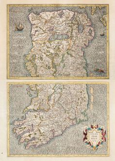 Antique Maps, Mercator, Ireland, 1633: Irlandiae Regnum