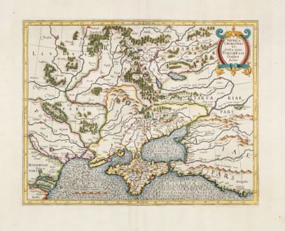 Antike Landkarten, Mercator, Ukraine, 1633: Taurica Chersonesus nostra Aetate Przecopsca et Gazara Dicitur