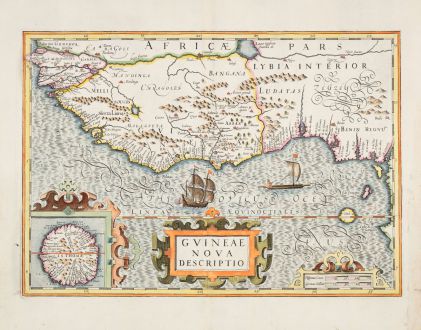 Antique Maps, Hondius, West Africa, 1633: Guineae Nova Descriptio