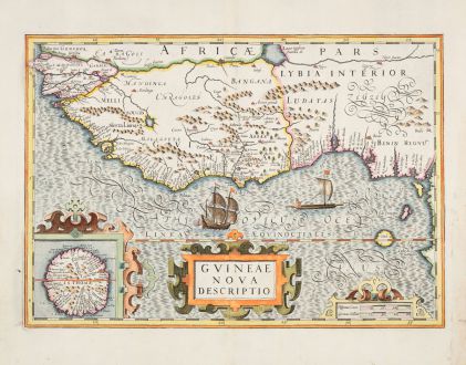 Antike Landkarten, Hondius, Westafrika, 1633: Guineae Nova Descriptio