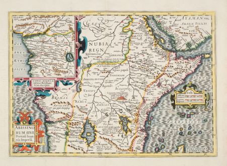 Antique Maps, Hondius, East Africa, 1633: Abissinorum sive Pretiosi Ioannis Imperiu