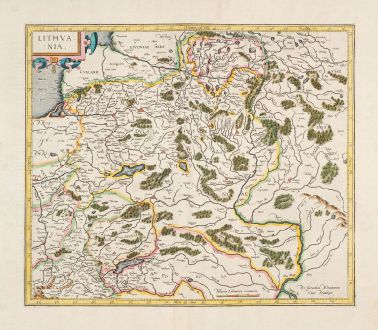 Antike Landkarten, Mercator, Baltikum, Litauen, 1633: Lithuania