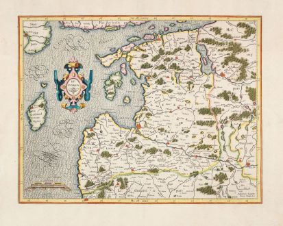 Antique Maps, Mercator, Baltic, Lithuania, Latvia, Estonia, 1633: Livonia