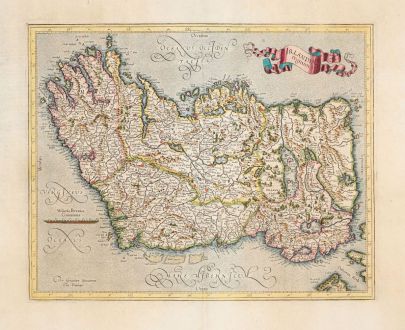 Antique Maps, Mercator, Ireland, 1633: Irlandiae Regnum