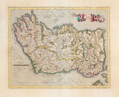 Antique Maps, Mercator, Ireland, 1633: Irlandiae Regnum