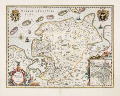 Antique Maps, Janssonius, Lower Saxony, Ostfriesland, East Frisia, 1633: Typus Frisiae Orientalis