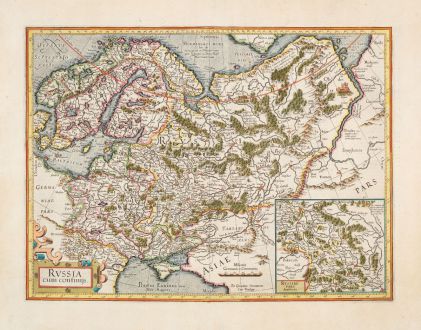 Antike Landkarten, Mercator, Russland, 1633: Russia cum Confinijs