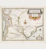 Kolorierte Landkarte von Paraguay, La Plata-Becken. Gedruckt bei J. Hondius im Jahre 1633 in Amsterdam.