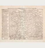 Antique woodcut map of France. Printed in Basle by Heinrich Petri in 1578.