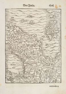 Antique Maps, Münster, Italy, Napoli, Northern Italy, 1578: Von Italia.