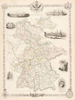Antique Maps, Tallis, Germany, Germany, 1851: Germany
