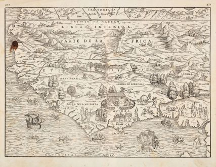 Antique Maps, Ramusio, West Africa, 1556 [1565]: Parte de l'Africa