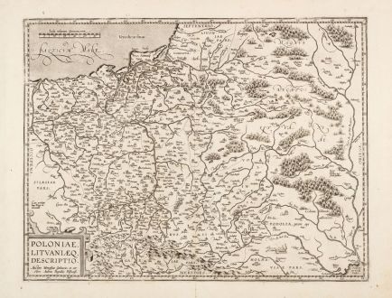 Antike Landkarten, Ortelius, Polen, 1601: Poloniae, Lituaniaeq. Descriptio.