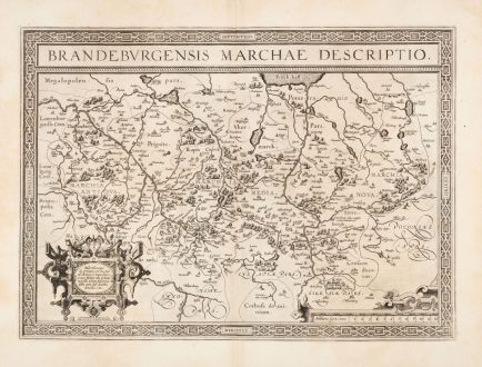 Antique Maps, Ortelius, Germany, Brandenburg, Berlin, 1592: Brandeburgensis Marchae Descriptio