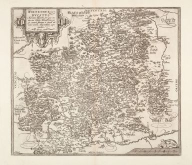 Antique Maps, Ortelius, Germany, Baden-Württemberg, 1592: Wirtenberg Ducatus