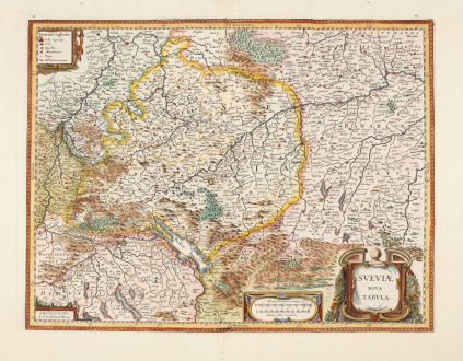 Antike Landkarten, Blaeu, Baden-Württemberg, Schwaben, 1642-43: Sueviae Nova Tabula.