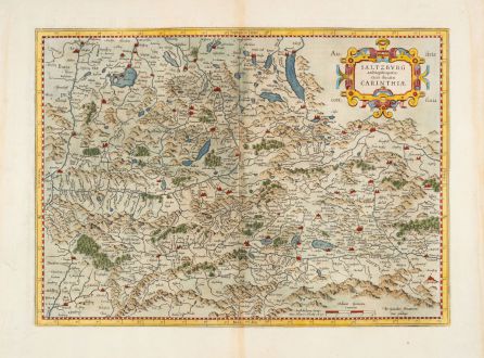Antike Landkarten, Mercator, Österreich - Ungarn, Kärnten, Salzburg, 1630: Saltzburg Archiepiscopatus cum Ducatu Carinthiae