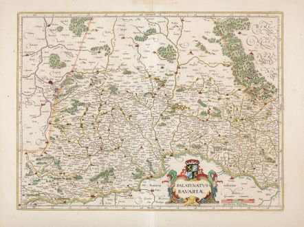 Antike Landkarten, Mercator, Bayern, Oberpfalz, 1653-66: Palatinatus Bavariae