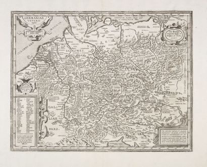 Antike Landkarten, Ortelius, Deutschland, Deutschland, 1624: Germaniae Veteris, Typus.