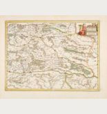 Coloured map of Styria, Steiermark. Printed in Amsterdam by Joan Blaeu in 1644.