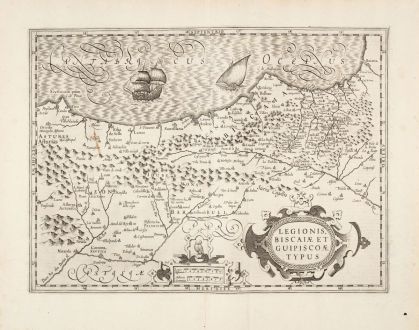 Antike Landkarten, Hondius, Spanien - Portugal, Guipuzcoa, Biskaya, Leon, 1633: Legionis Biscaiae et Guipiscoae typus