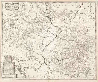 Antike Landkarten, Hondius, Spanien - Portugal, Aragon, Aragonien, 1633: Novissima Arragoniae Regni Tabula