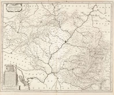 Antike Landkarten, Hondius, Spanien - Portugal, Aragon, Aragonien, 1633: Novissima Arragoniae Regni Tabula