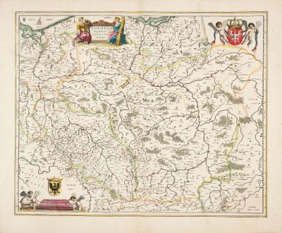 Antique Maps, Blaeu, Poland, Poland and Silesia, 1635: Polonia Regnum, et Silesia Ducatus