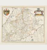 Kolorierte Landkarte von Baden-Württemberg, Deutschland. Gedruckt bei Joan Blaeu im Jahre 1638 in Amsterdam.