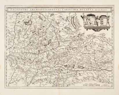 Antike Landkarten, Blaeu, Österreich - Ungarn, Kärnten, Salzburg, 1635: Saltzburg Archiepiscopatus, et Carinthia Ducatus. Auct. Ger. Mercatore